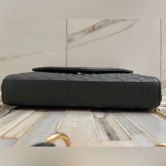 Luxury Quilted envelope Shoulder Bag Black chain strap crossbody - Picture 7 of 12